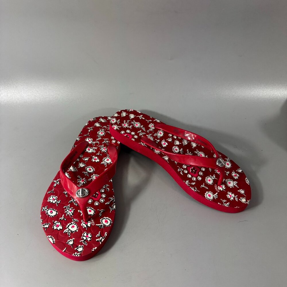 Coach Abbigail Rubber Red/White/Pink Flip Flops/Sandal sz 5/35